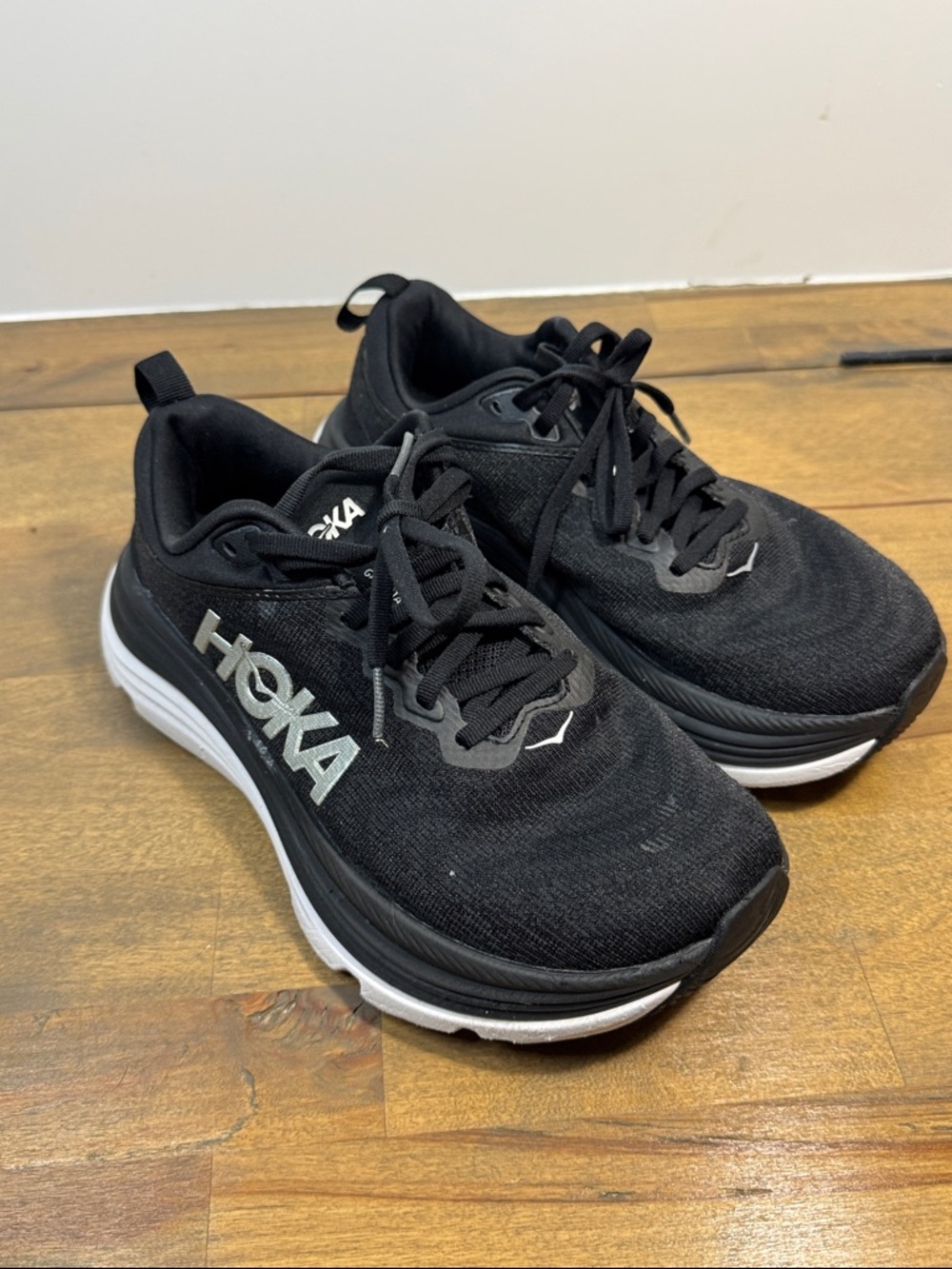 Hoka Gaviota 5 Black & White Athletic Sneakers
